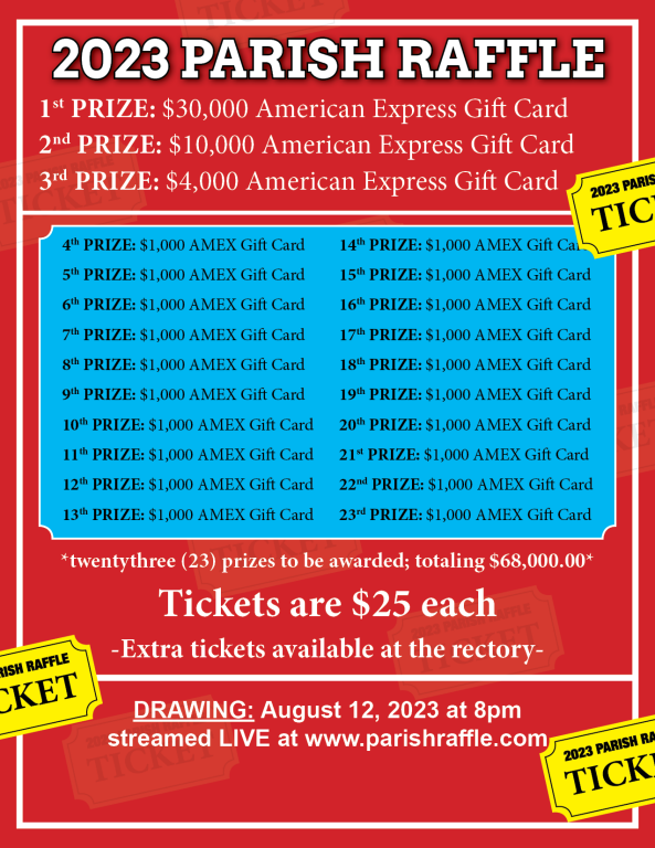 2023 Parish Raffle St. Anthony Church