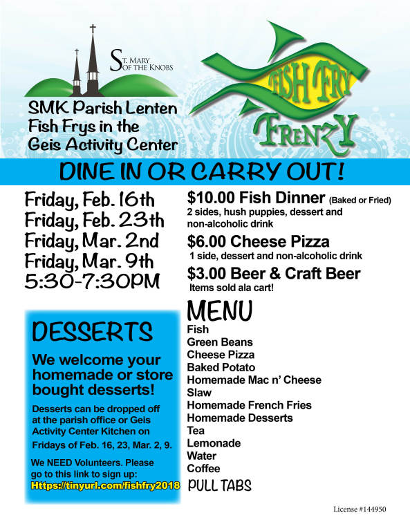 Fish Fry Frenzy at St. Mary of the Knobs Catholic Church St. Mary of