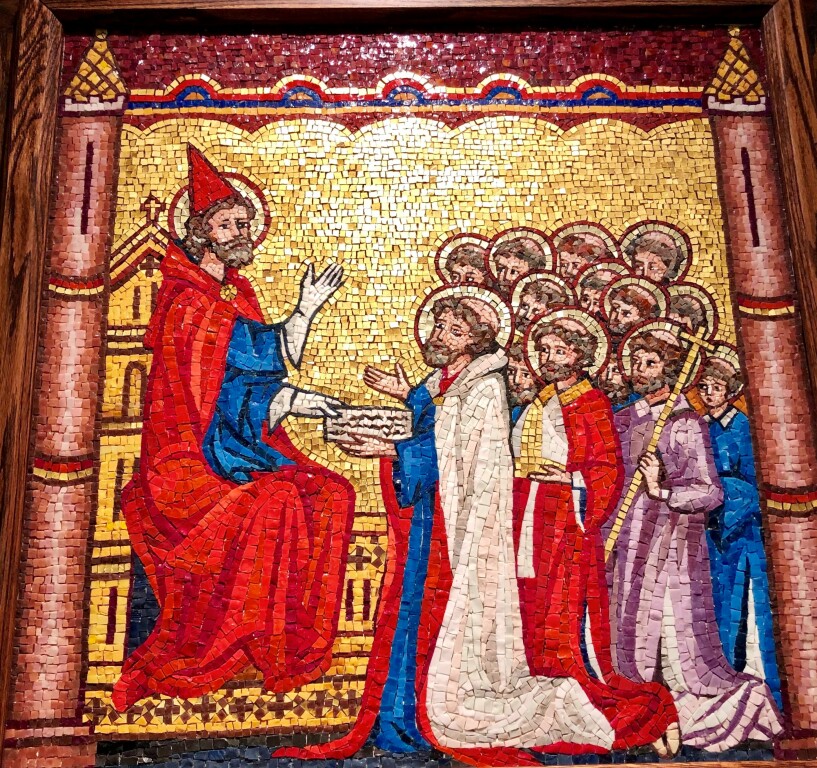 Pope Clement commissioning St Denis and his companions