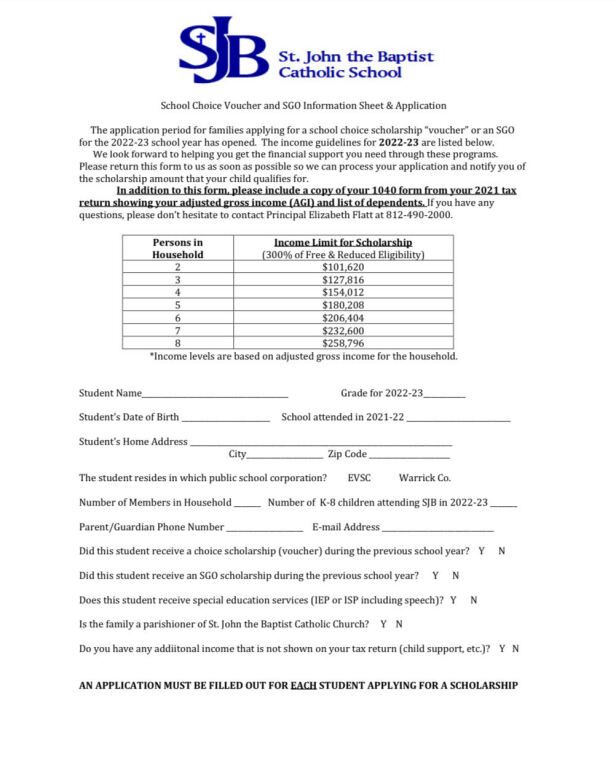 Evsc Calendar 2023 2022-2023 Scholarship Application | St. John The Baptist Catholic School