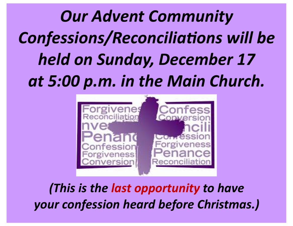 Advent Communal Confession Opportunity | Saint Michael Parish