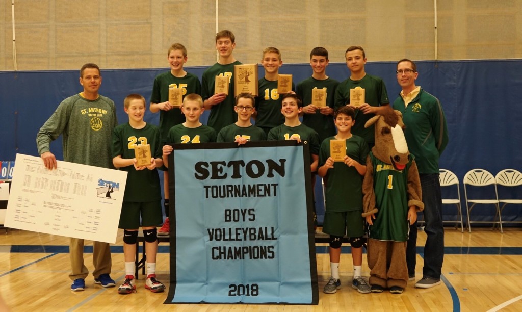 Seton Tournament Champs! 8th Grade Boys Volleyball St. Anthony on the Lakes 2018 8th Grade Boys Volleyball Team