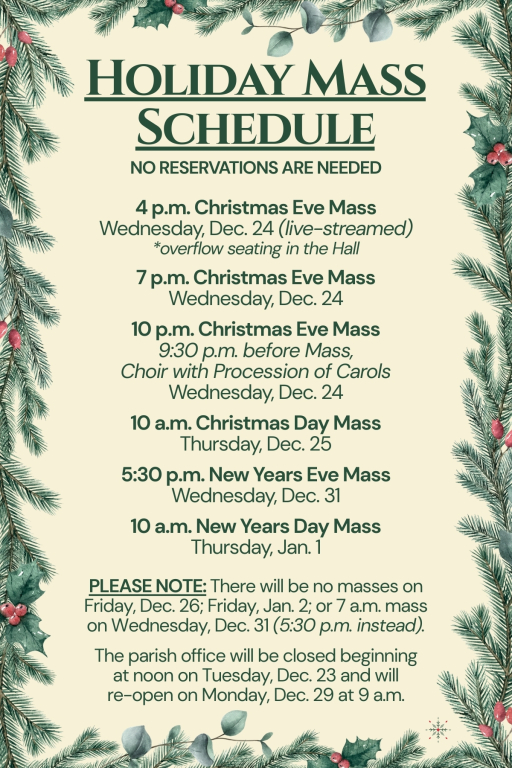 UPDATED 2025 Christmas Schedule