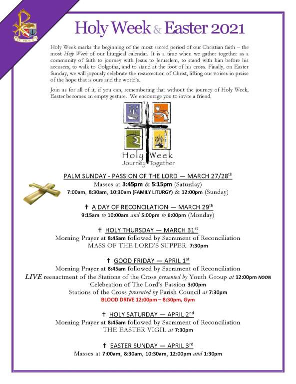 Holy Week and Easter Liturgies St. Pius X RC Church, Plainview NY