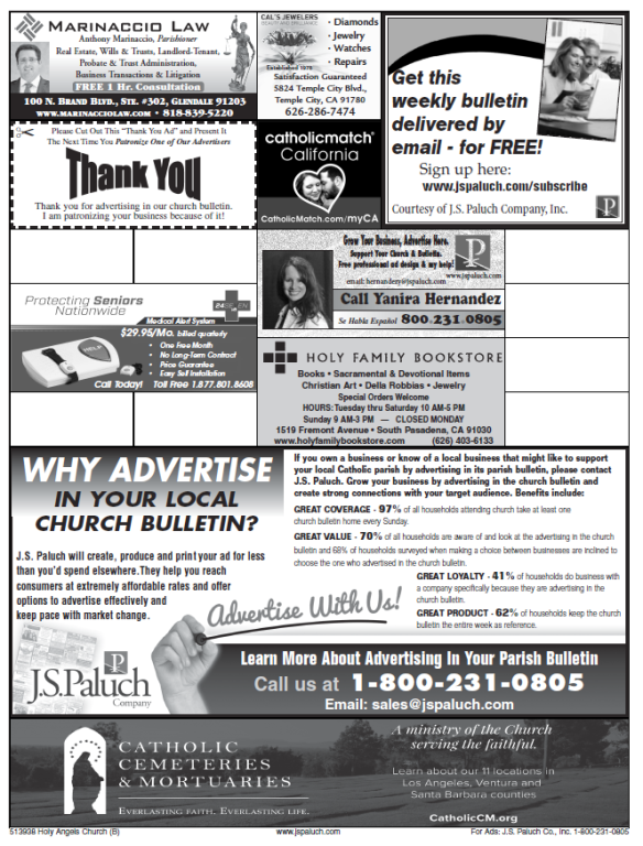 Bulletin Advertisers Holy Angels Church