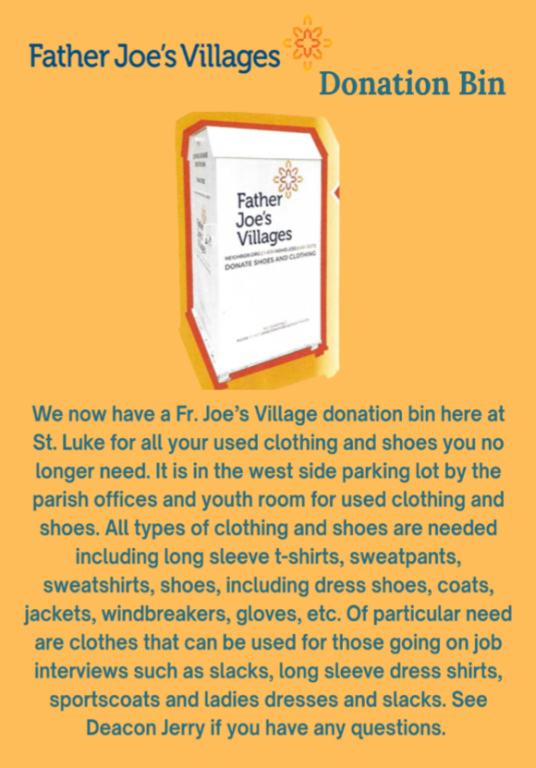 Fr. Joe's Donation Bin