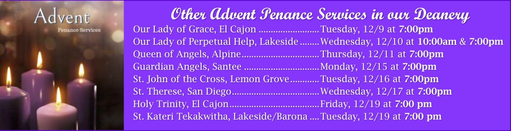 Advent Penance Services around the Dioceses