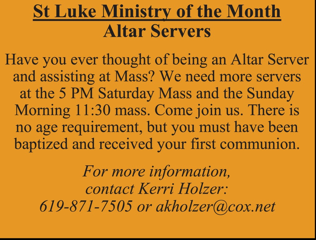 Ministry of the Month -- Altar Servers