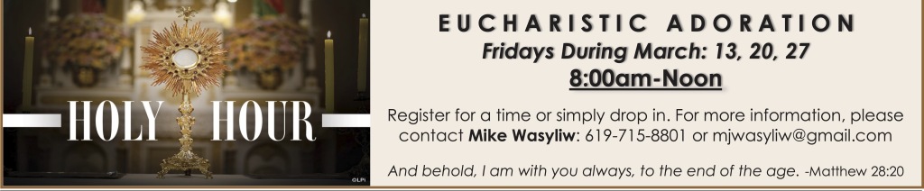 Eucharistic Adoration Fridays in March