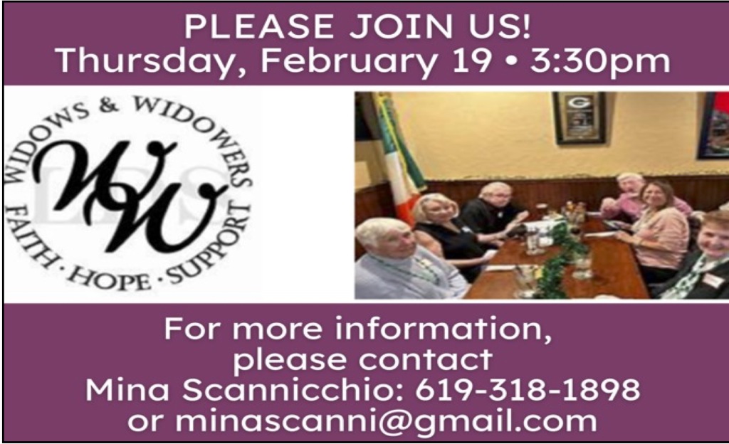 Widows Meeting 2/19, 3:30pm