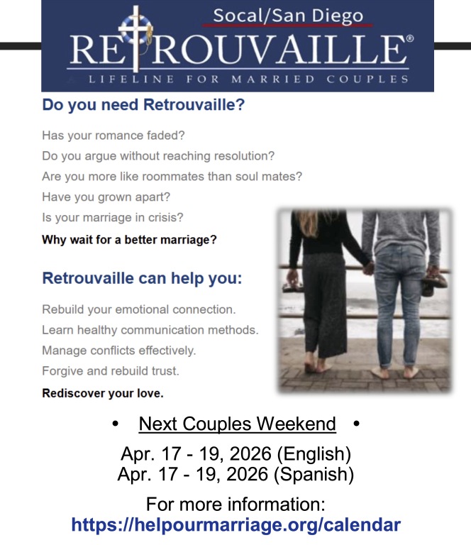 Retrouvaille April 17 - 19, English and Spanish