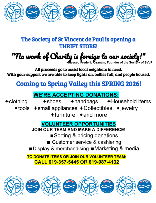 St. Vincent de Paul Opening Thrift Store this Sprng; Accepting donations