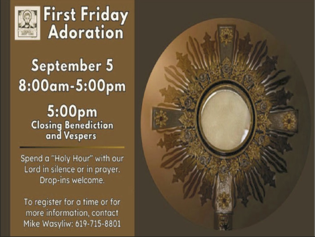 1st Friday Adoration 9/5, 8am - 5pm