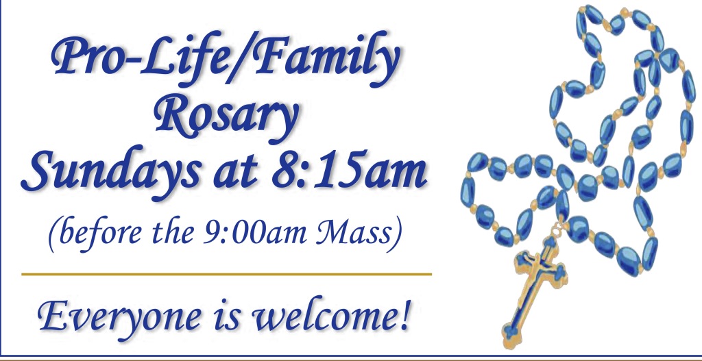 Pro-Life/Family Rosary, Sundays 8:15am; Everyone is Welcomed