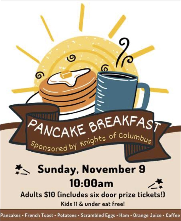 KofC Breakfast, 10am, 11/9