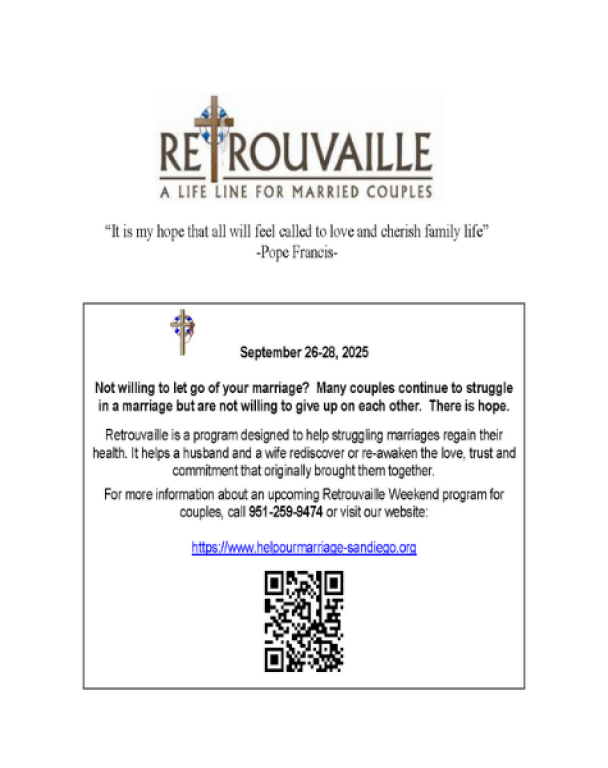 Retrouvaille Retreat, September 26-28