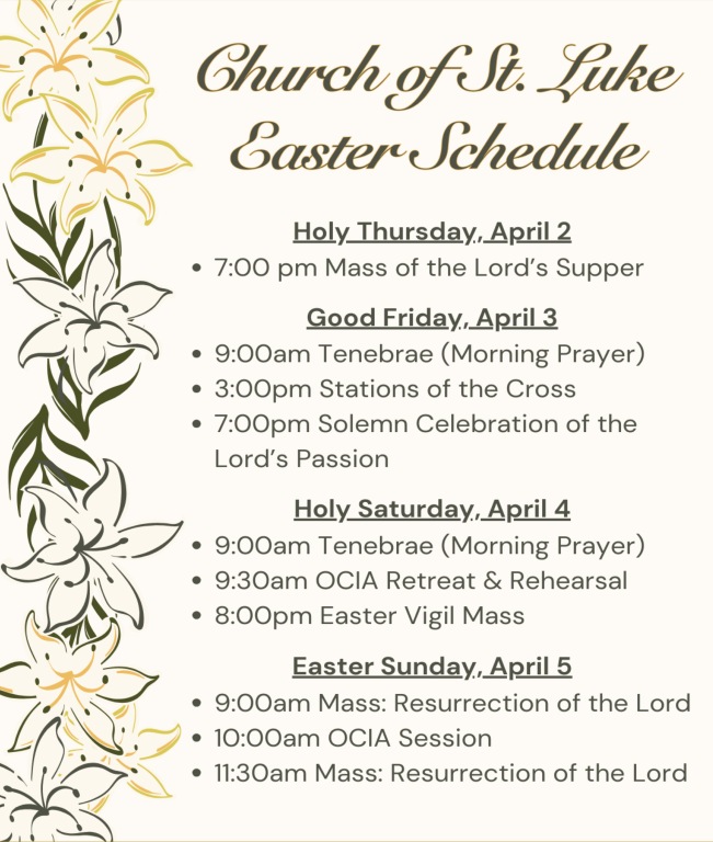 Easter Schedule