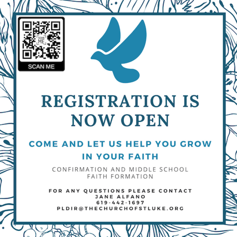 Middle School and High School Faith Formation Registration Open