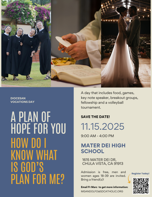 Diocesan Vocation Day, 11/15, 9am-4pm, at Mater Dei High School