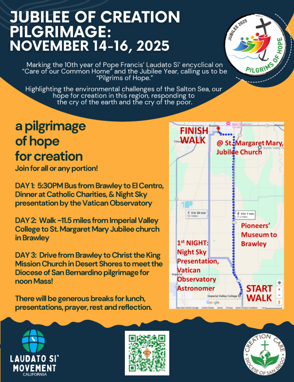 Jubilee of Creation Pilgrimage Schedule November 14-16