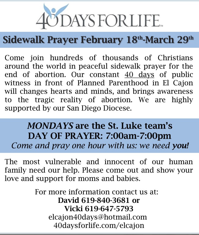 40 Days for Life, Mondays are STL's Day of Prayer 7am-7pm