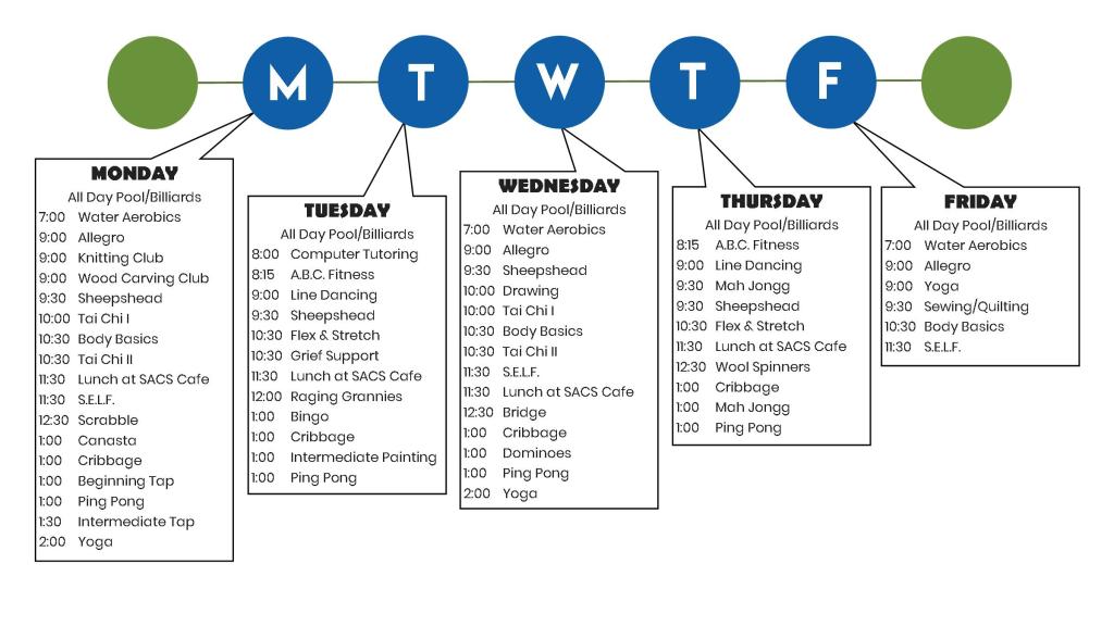 weekly schedule senior activity center of sheboygan weekly schedule