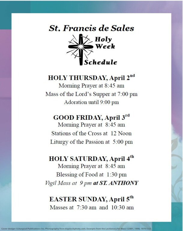 Holy Week Schedule