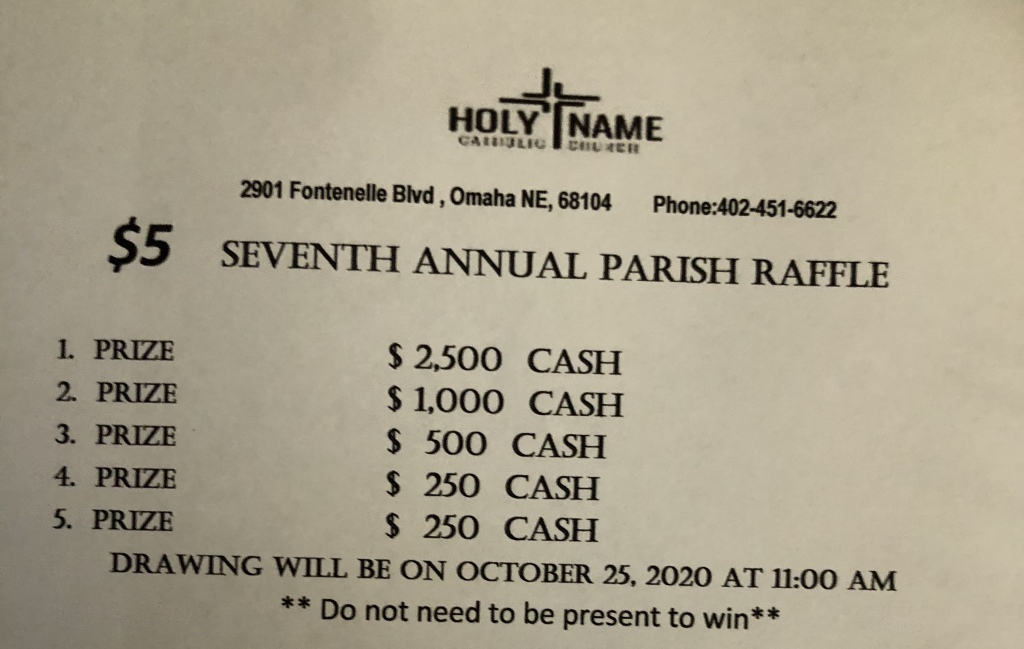 Church Raffle Holy Name Catholic Church