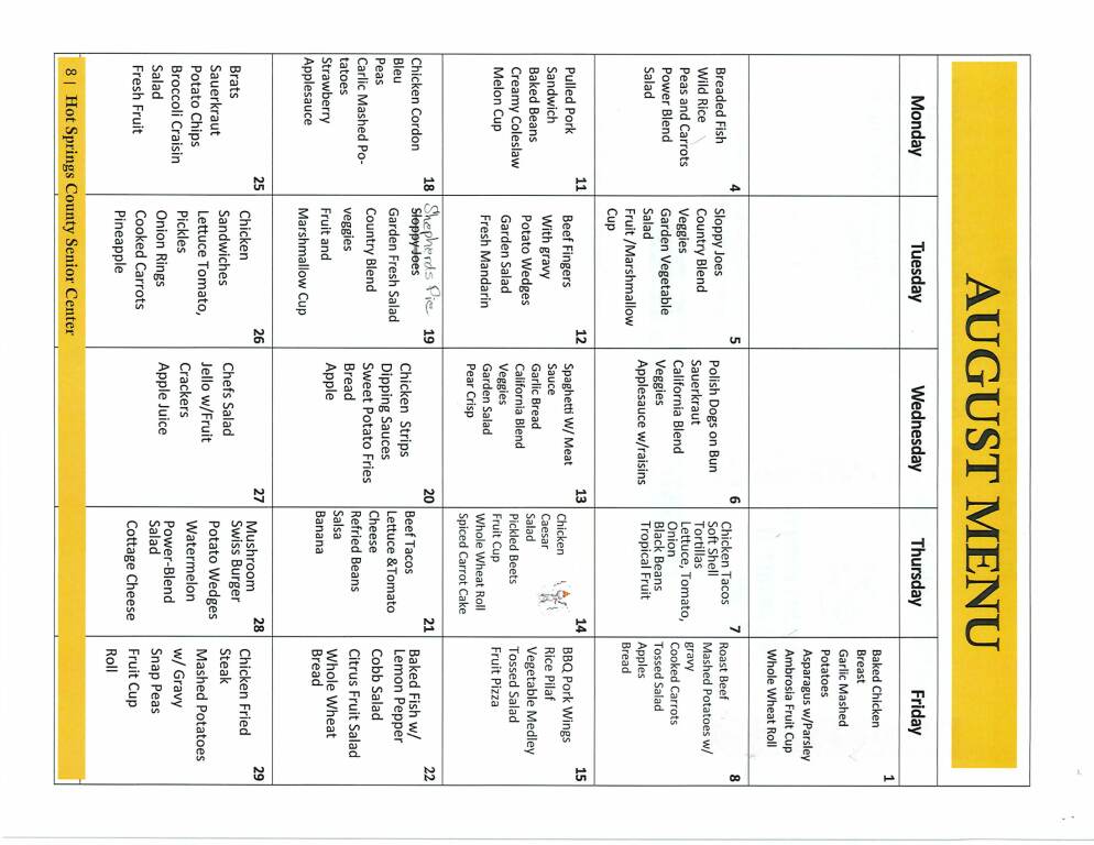 August Menu